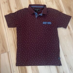 Billabong Mens Polo Shirt Burgundy With White Triangle Design Size Medium￼